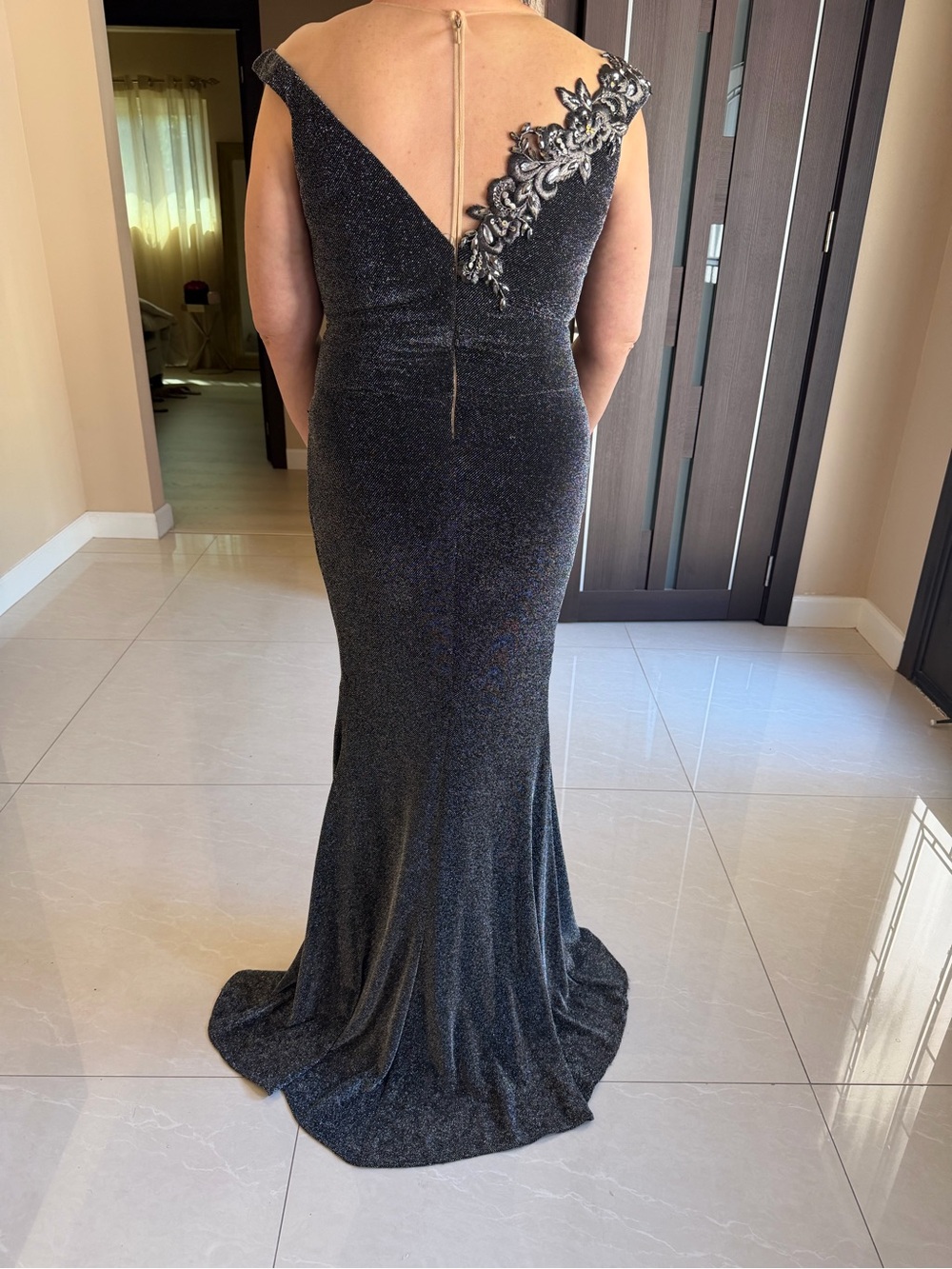 Clarisse Sparkling Black Mermaid Maxi Gown
